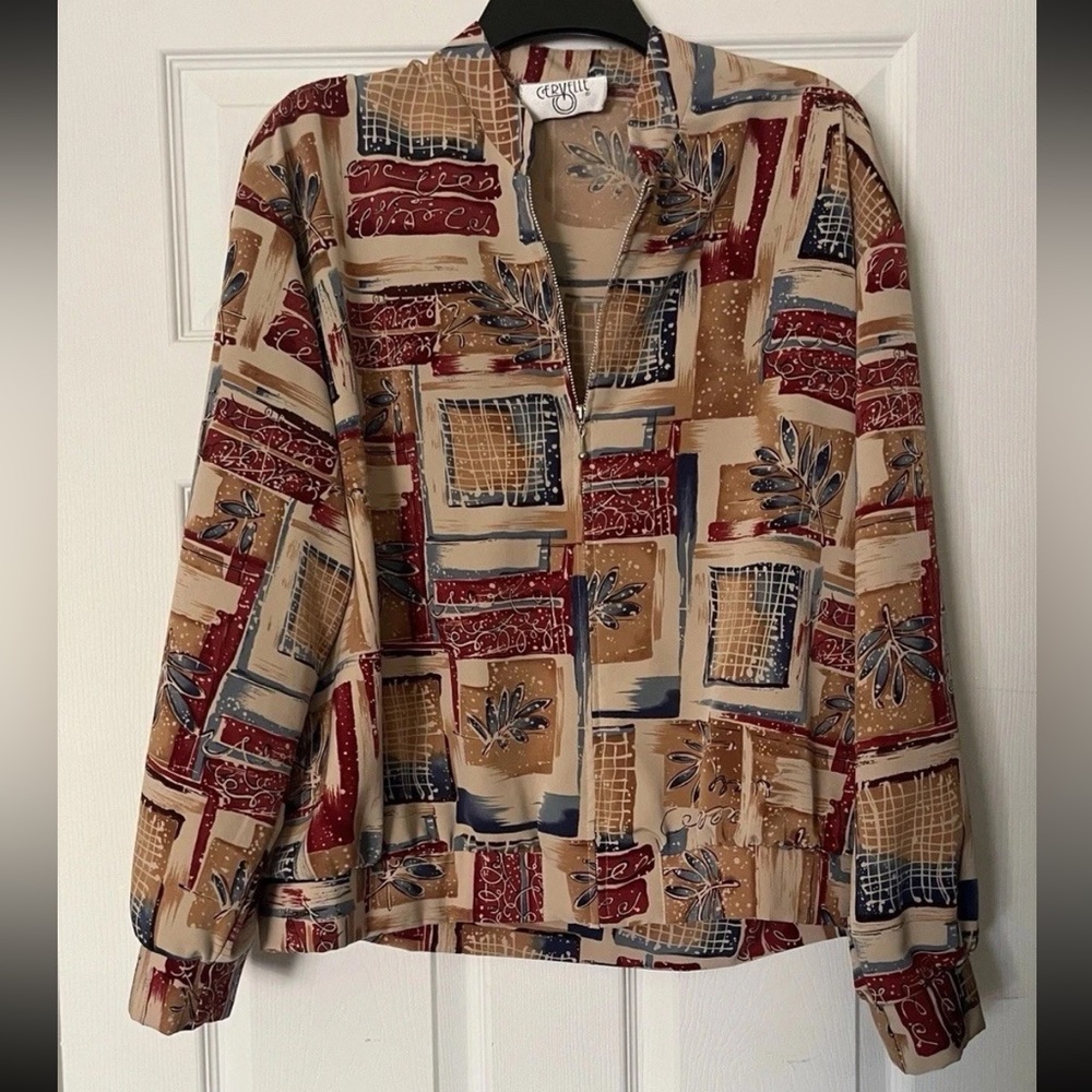 Cervelle 80s/90s  Windbreaker Track Jacket, Women’s Medium,Abstract pattern